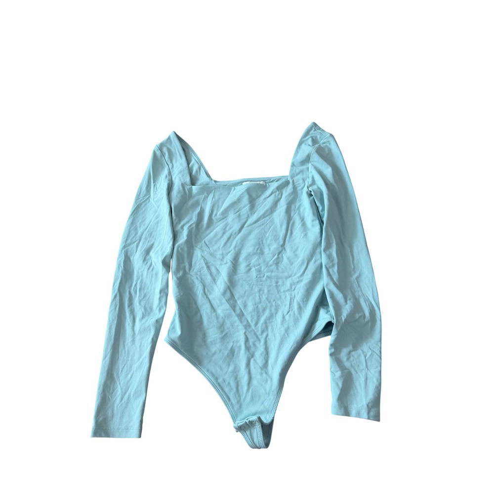 Babaton Aritzia Contour Squareneck Bodysuit Blue‎ Long Sleeve Sculpting M
